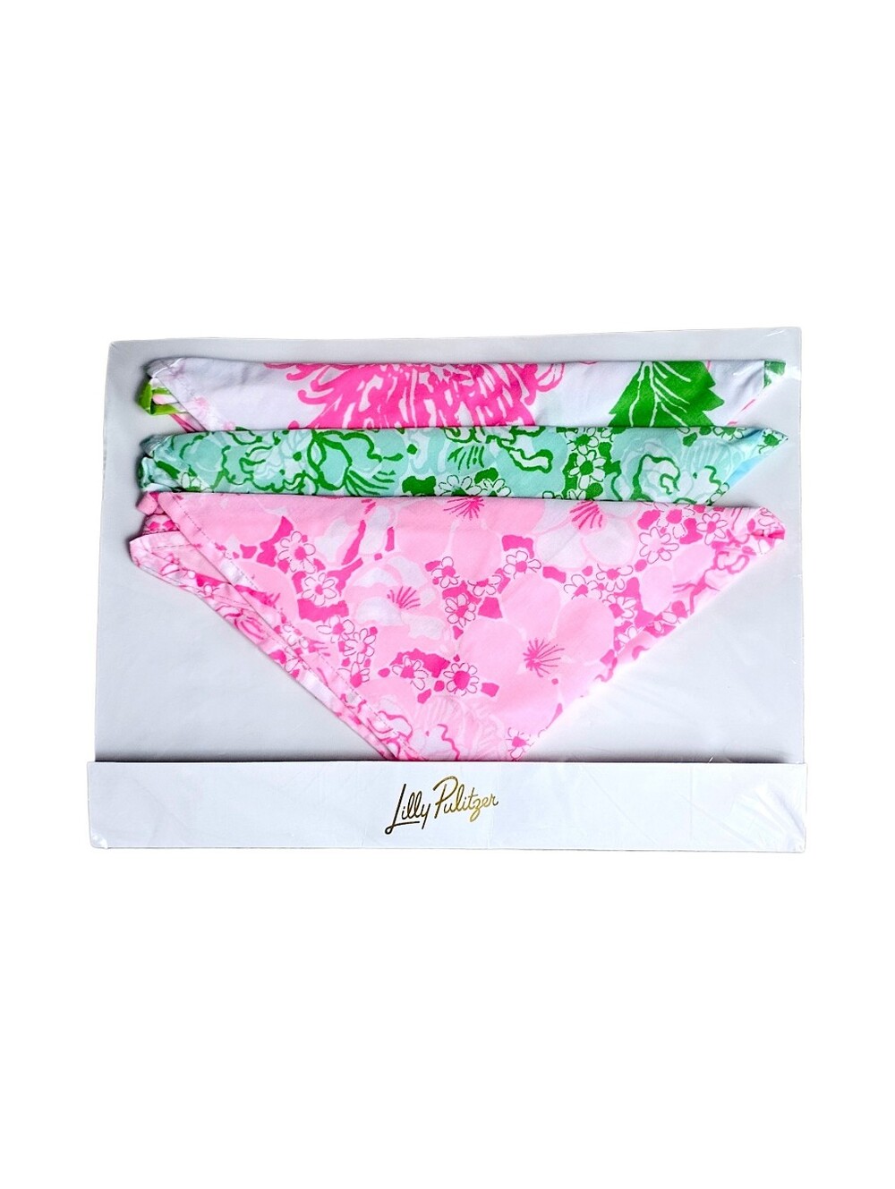 NWT Lilly Pulitzer Floral Triangle Head Scarf - Set of 3 - Picture 2 of 9